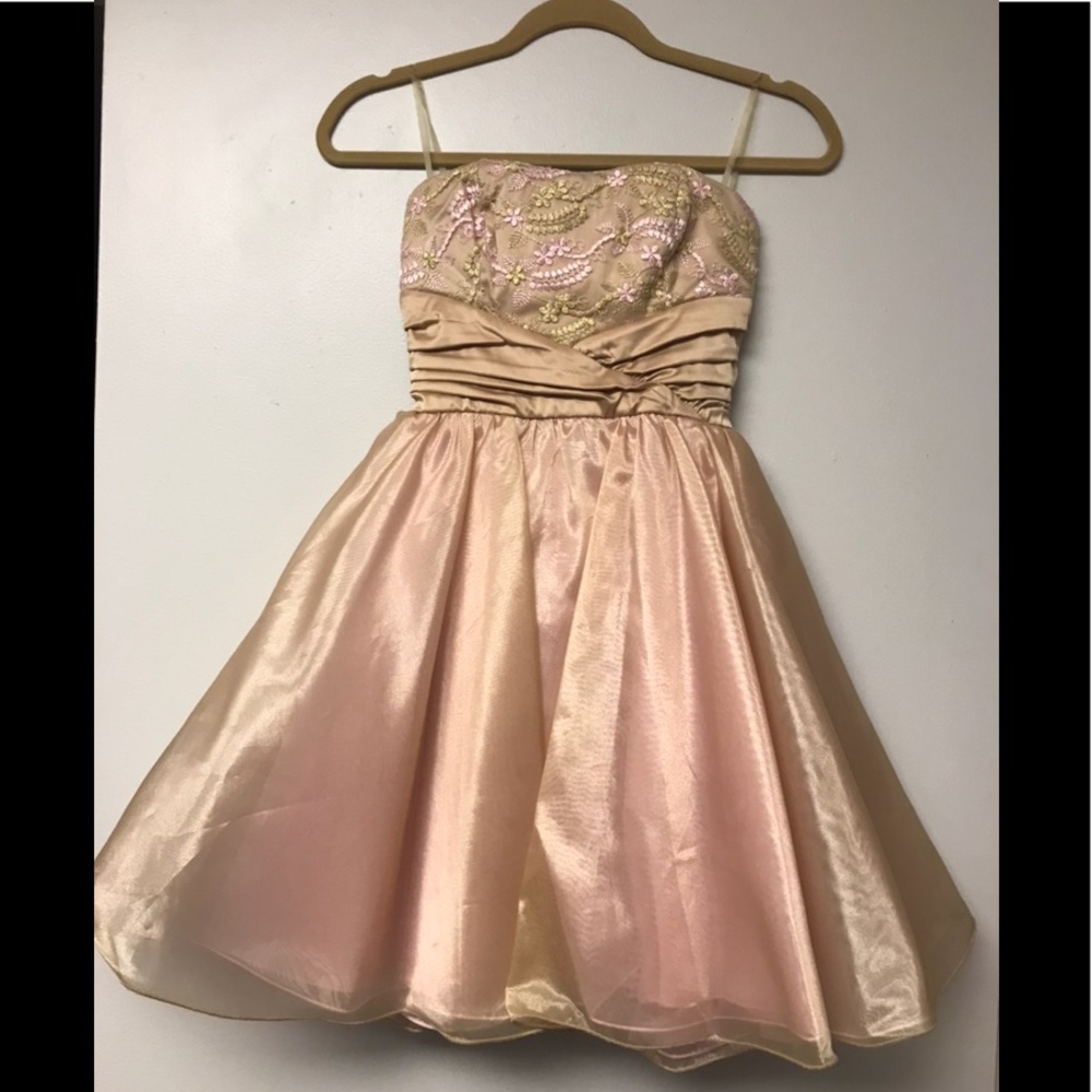 XOXO Gold and Pink Cocktail Dress w/ Crinoline